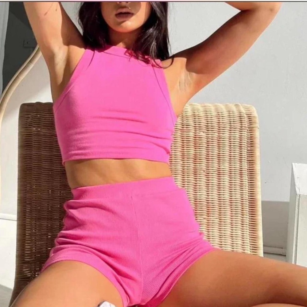 Pink Ribbed set
